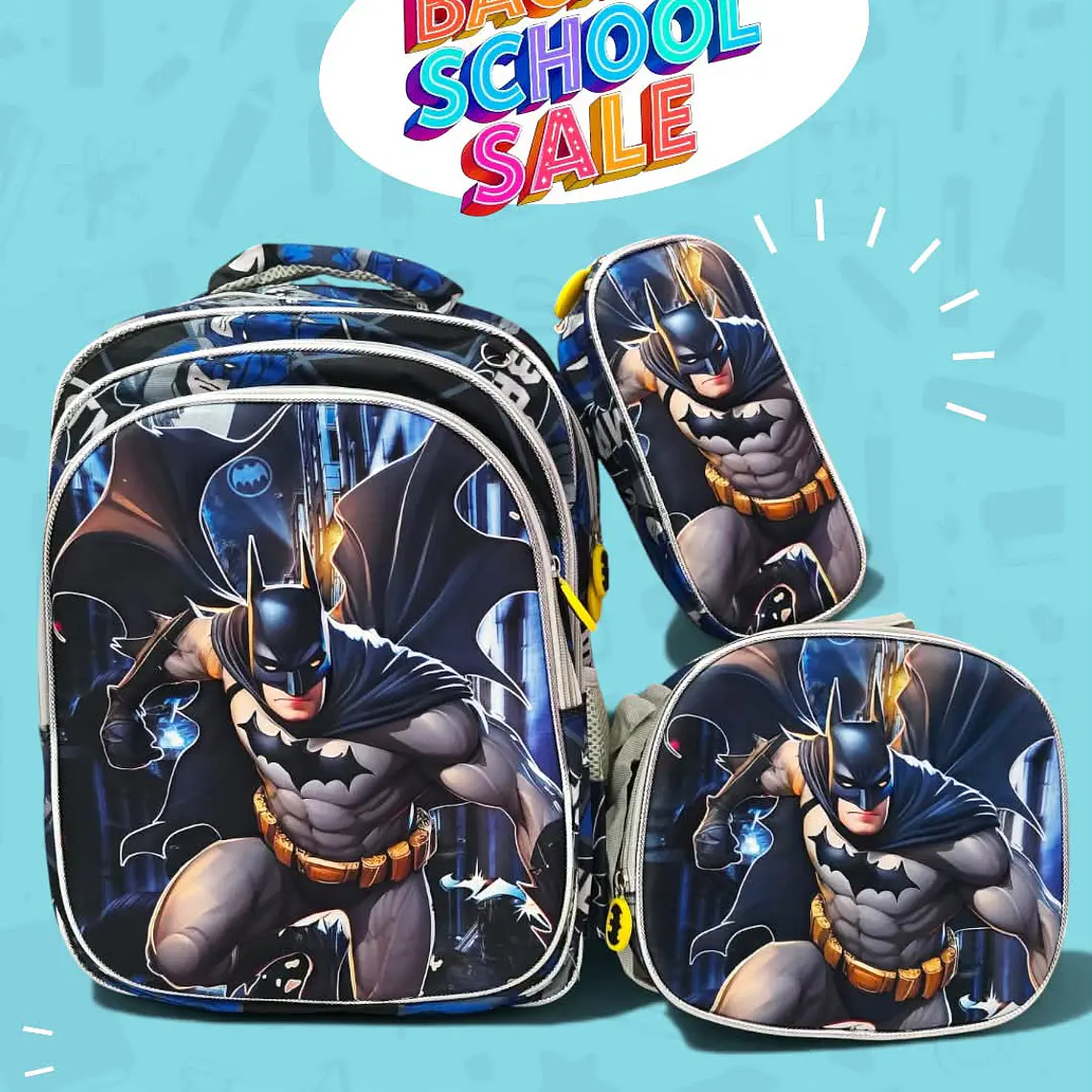 COMBO PRIMARIA DE 3PZ MOCHILA CON LUZ LED  + LONCHERA + LAPICERA (VARIOS PERSONAJES ) MOD# HL2414 🧮⚽ 8