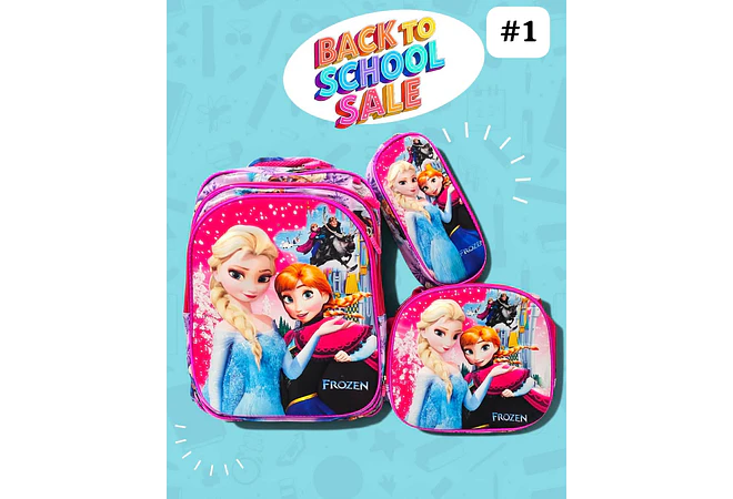 COMBO PRIMARIA DE 3PZ MOCHILA CON LUZ LED  + LONCHERA + LAPICERA (VARIOS PERSONAJES ) MOD# HL2414 🧮⚽