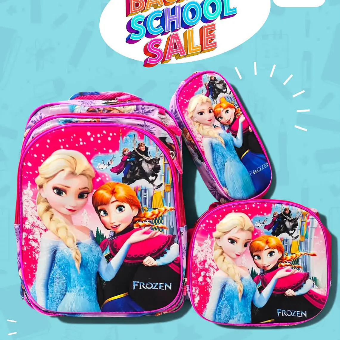 COMBO PRIMARIA DE 3PZ MOCHILA CON LUZ LED  + LONCHERA + LAPICERA (VARIOS PERSONAJES ) MOD# HL2414 🧮⚽ 9