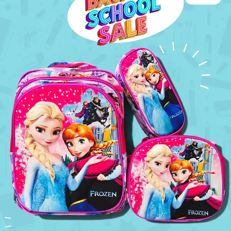 COMBO PRIMARIA DE 3PZ MOCHILA CON LUZ LED  + LONCHERA + LAPICERA (VARIOS PERSONAJES ) MOD# HL2414 🧮⚽ 9