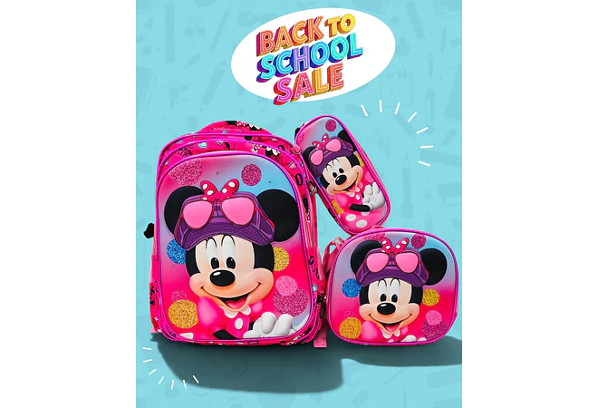 COMBO PRIMARIA DE 3PZ MOCHILA CON LUZ LED  + LONCHERA + LAPICERA (VARIOS PERSONAJES ) MOD# HL2414 🧮⚽