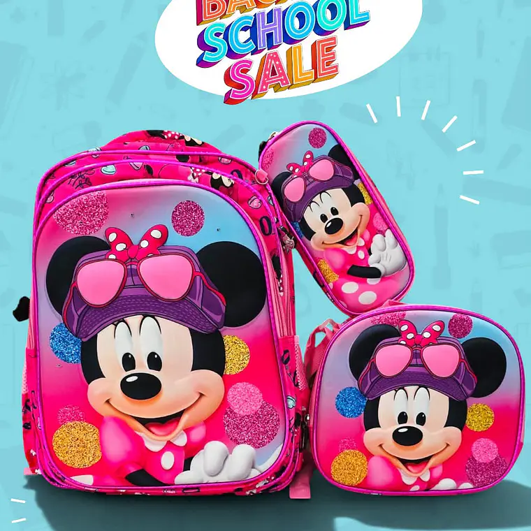 COMBO PRIMARIA DE 3PZ MOCHILA CON LUZ LED  + LONCHERA + LAPICERA (VARIOS PERSONAJES ) MOD# HL2414 🧮⚽ 10