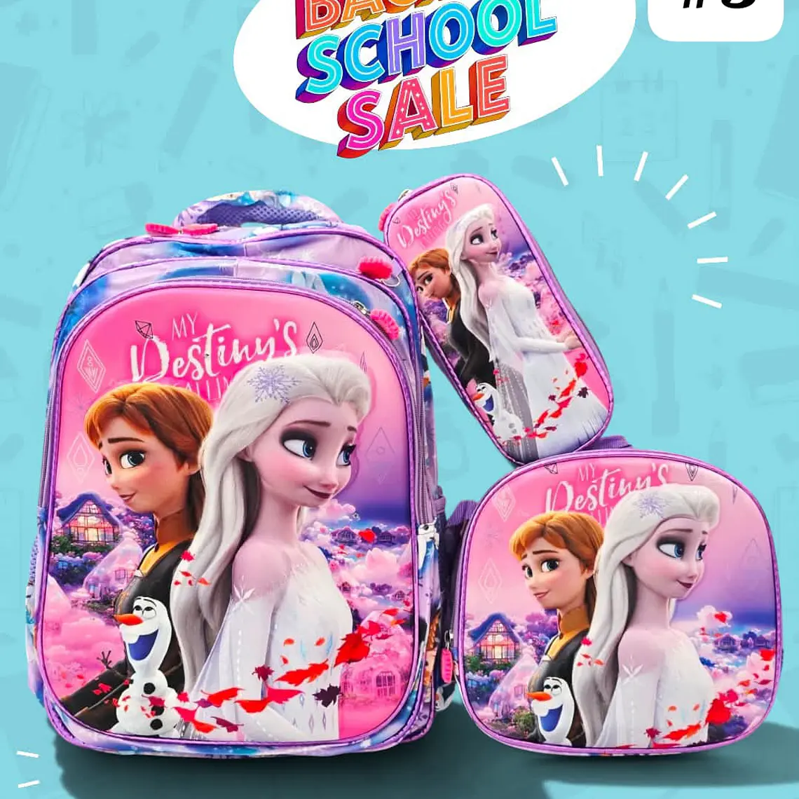COMBO PRIMARIA DE 3PZ MOCHILA CON LUZ LED  + LONCHERA + LAPICERA (VARIOS PERSONAJES ) MOD# HL2414 🧮⚽ 12