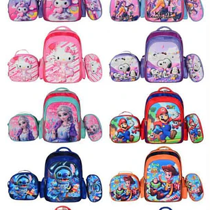 COMBO MOCHILA CON LUZ LED + LONCHERA TÉRMICA+ LAPICERA PARA PRIMARIA MOD# S16-2608🗃️🎒