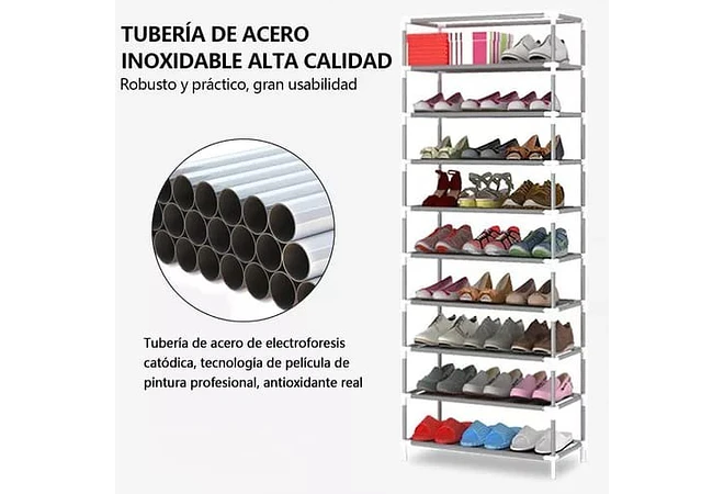 ORGANIZADOR  PARA ZAPATOS 9 NIVELES CON FORRO MOD# ZTA66