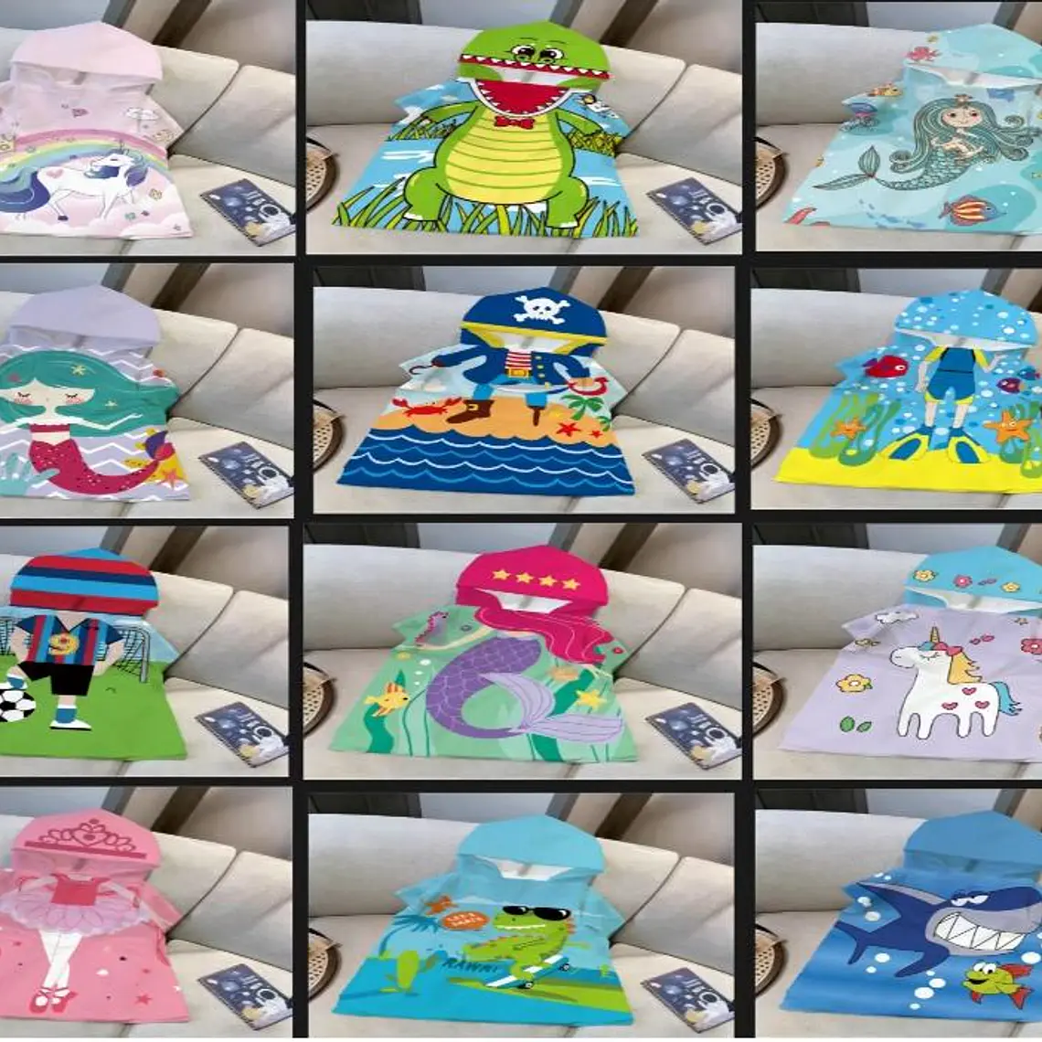 TOALLA CON CAPUCHA MICROFIBRA DIBUJOS MOD# 14T12 1