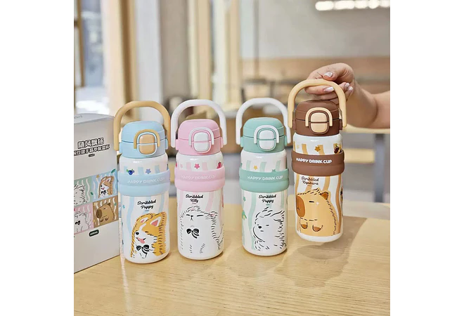 TERMO KAWAII 600ML REINO HAPPY MODEL #YIMI-BW-111