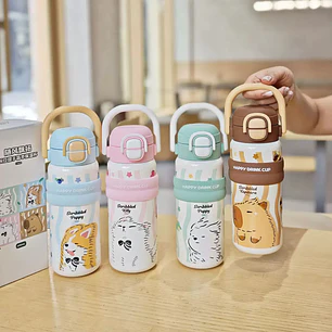 TERMO KAWAII 600ML REINO HAPPY MODEL #YIMI-BW-111