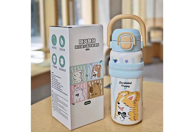 TERMO KAWAII 600ML REINO HAPPY MODEL #YIMI-BW-111