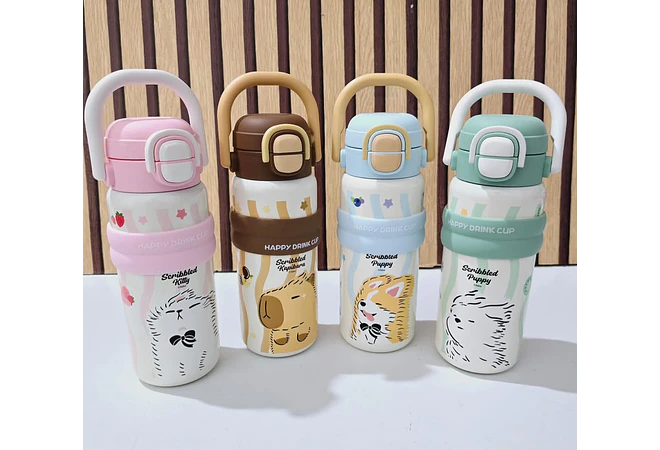 TERMO KAWAII 600ML REINO HAPPY MODEL #YIMI-BW-111