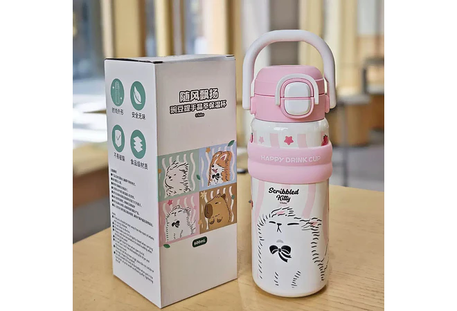 TERMO KAWAII 600ML REINO HAPPY MODEL #YIMI-BW-111