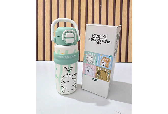 TERMO KAWAII 600ML REINO HAPPY MODEL #YIMI-BW-111