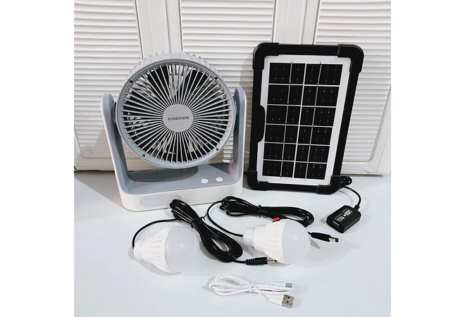 VENTILADOR SOLAR 4 EN 1 CON LUZ SOLAR, CAJITA VERDE MOD# PV-806