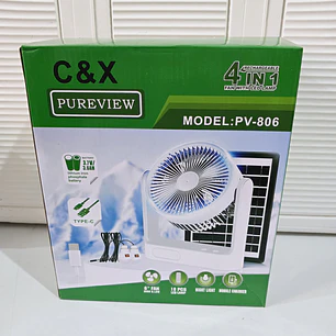 VENTILADOR SOLAR 4 EN 1 CON LUZ SOLAR, CAJITA VERDE MOD# PV-806