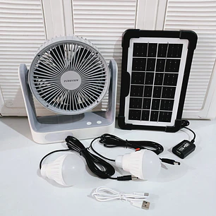 VENTILADOR SOLAR 4 EN 1 CON LUZ SOLAR, CAJITA VERDE MOD# PV-806
