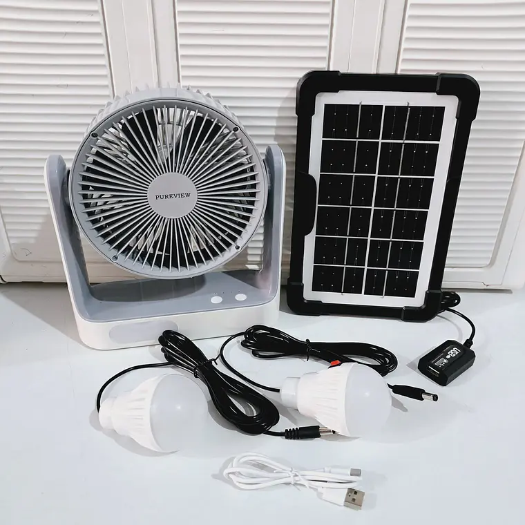 VENTILADOR SOLAR 4 EN 1 CON LUZ SOLAR, CAJITA VERDE MOD# PV-806 2