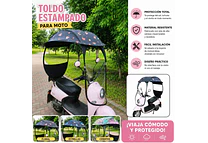 TOLDO PARA MOTO/PERSONAJES ESTAMPADO 2.68MTS X 91CM🏍️ 🛵
