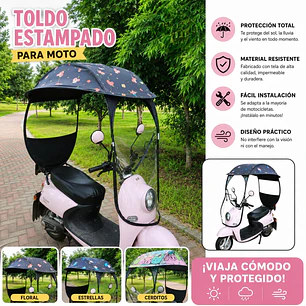 TOLDO PARA MOTO/PERSONAJES ESTAMPADO 2.68MTS X 91CM🏍️ 🛵