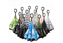 🌂☔SOMBRILLA REVERSIBLE NEGRA/FLORES Y ESTAMPADOS MOD#206☔☀️