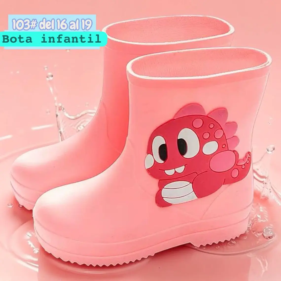 BOTAS PARA LA LLUVIA DISEÑO DINOS KAWAII MOD #103 2