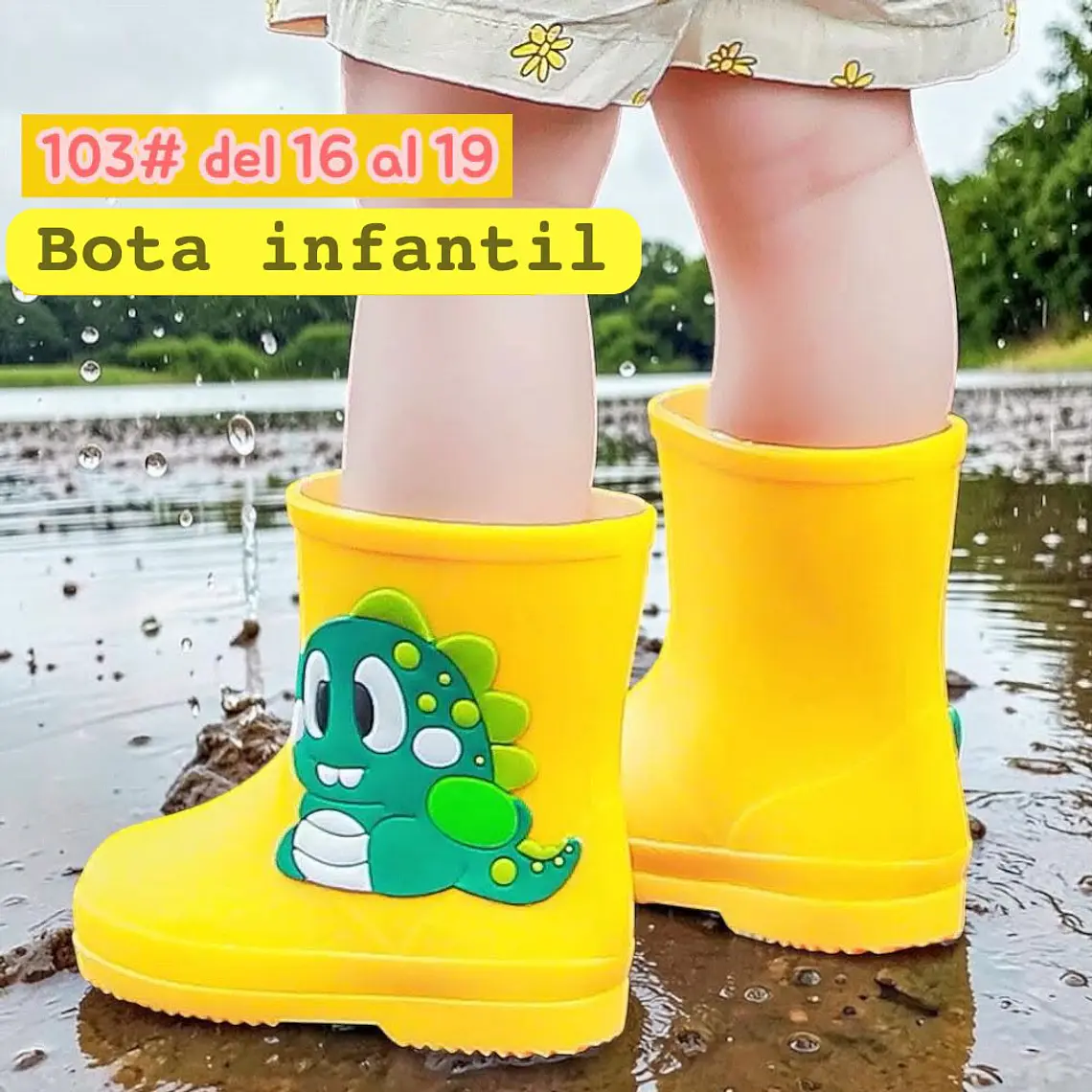 BOTAS PARA LA LLUVIA DISEÑO DINOS KAWAII MOD #103 3