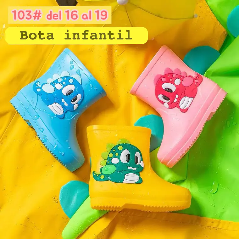 BOTAS PARA LA LLUVIA DISEÑO DINOS KAWAII MOD #103 1