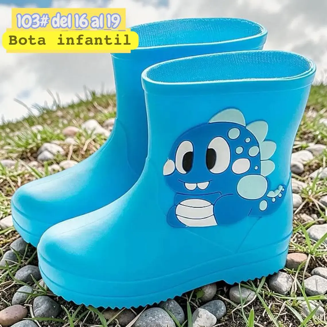 BOTAS PARA LA LLUVIA DISEÑO DINOS KAWAII MOD #103 5