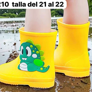 BOTAS  21 AL 22 PARA LA LLUVIA DISEÑO DINOS KAWAII  MOD #210