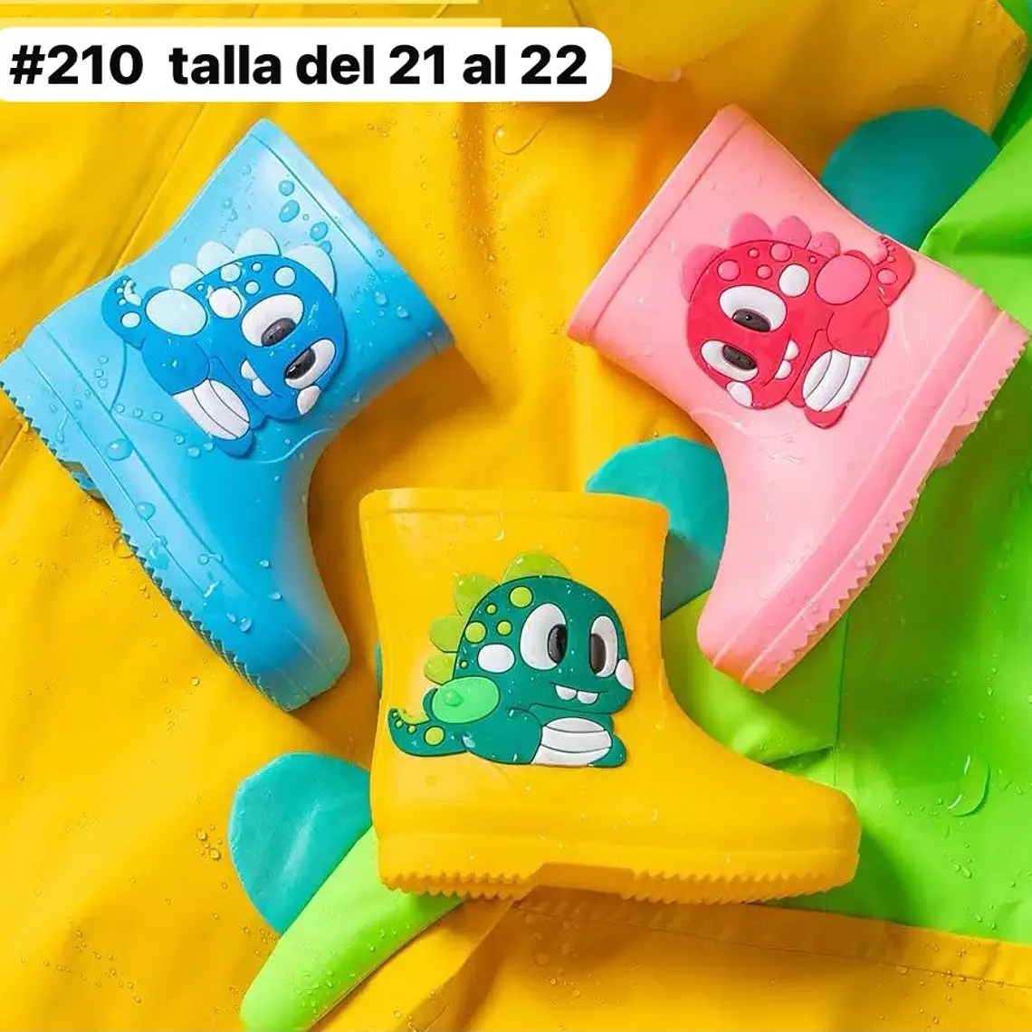 BOTAS  21 AL 22 PARA LA LLUVIA DISEÑO DINOS KAWAII  MOD #210 1