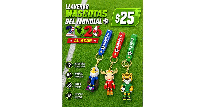 LLAVEROS MASCOTAS DEL MUNDIAL 2026 (AL AZAR) 🌍💫