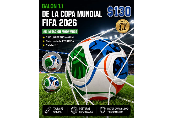 BALON 1.1 DE LA COPA MUNDIAL FIFA  2026 #5 IMITACIÓN MOD#MD26