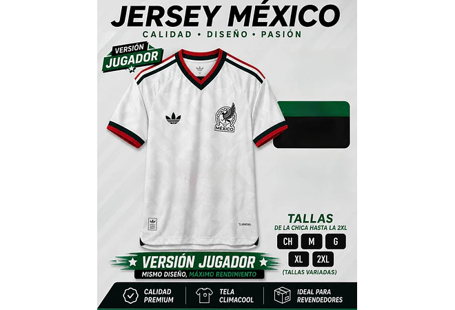 PLAYER JERSEY MÉXICO JUGADOR BLANCA MOD# P95985  MUNDIAL