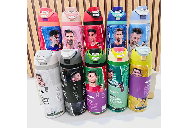 TERMO FREESIP OWALA DISEÑO CRISTIANO Y MESSI DE 1000ML MUNDIAL MOD# LML-066 ⚽