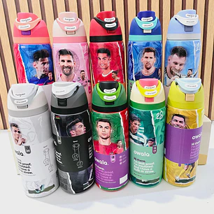 TERMO FREESIP OWALA DISEÑO CRISTIANO Y MESSI DE 1000ML MUNDIAL MOD# LML-066 ⚽