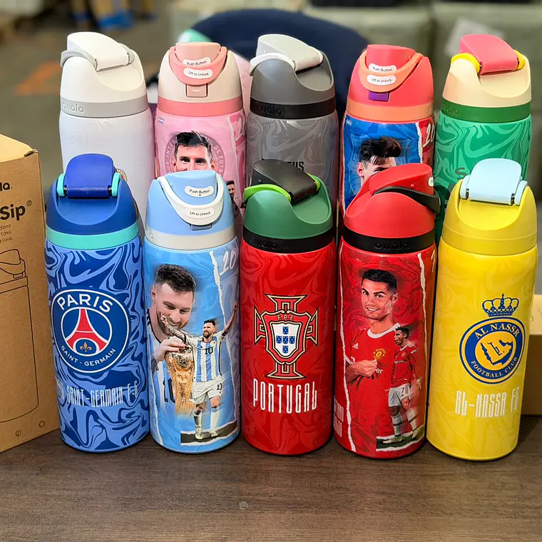 TERMO FREESIP OWALA DISEÑO CRISTIANO Y MESSI DE 1000ML MUNDIAL MOD# LML-066 ⚽ 4