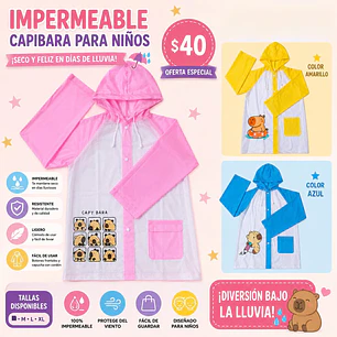 IMPERMEABLE INFANTIL DISEÑO CAPYBARA MOD #TTN-208