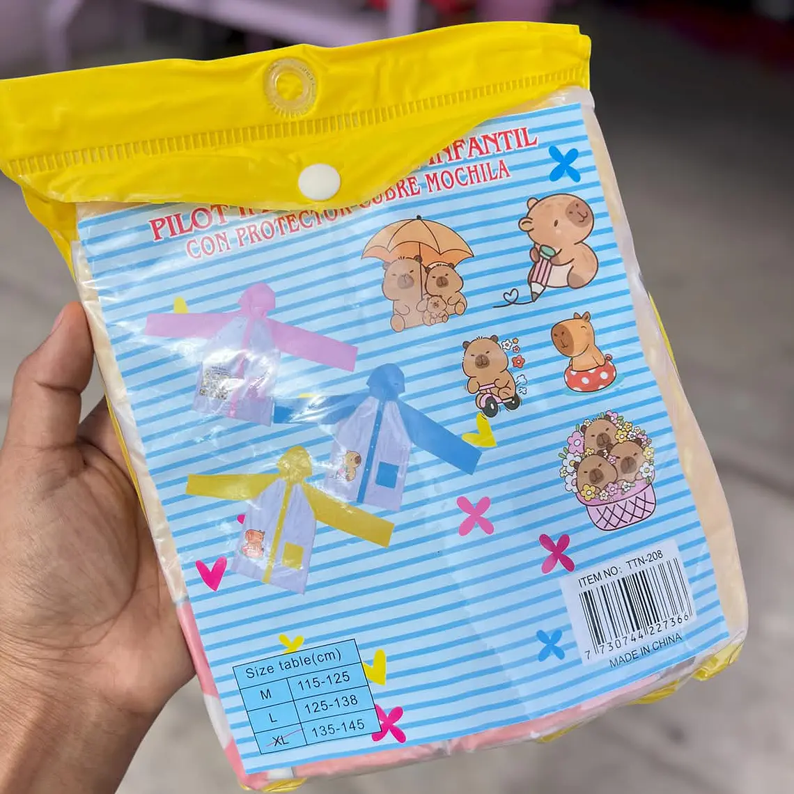 IMPERMEABLE INFANTIL DISEÑO CAPYBARA MOD #TTN-208 5