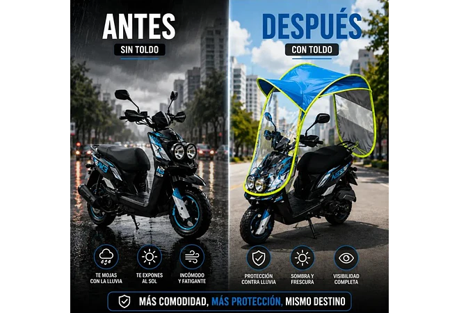 TOLDO PARA MOTO (COLORES LISOS CON CONTORNO FOSFORESCENTE) MOD #HF304001
