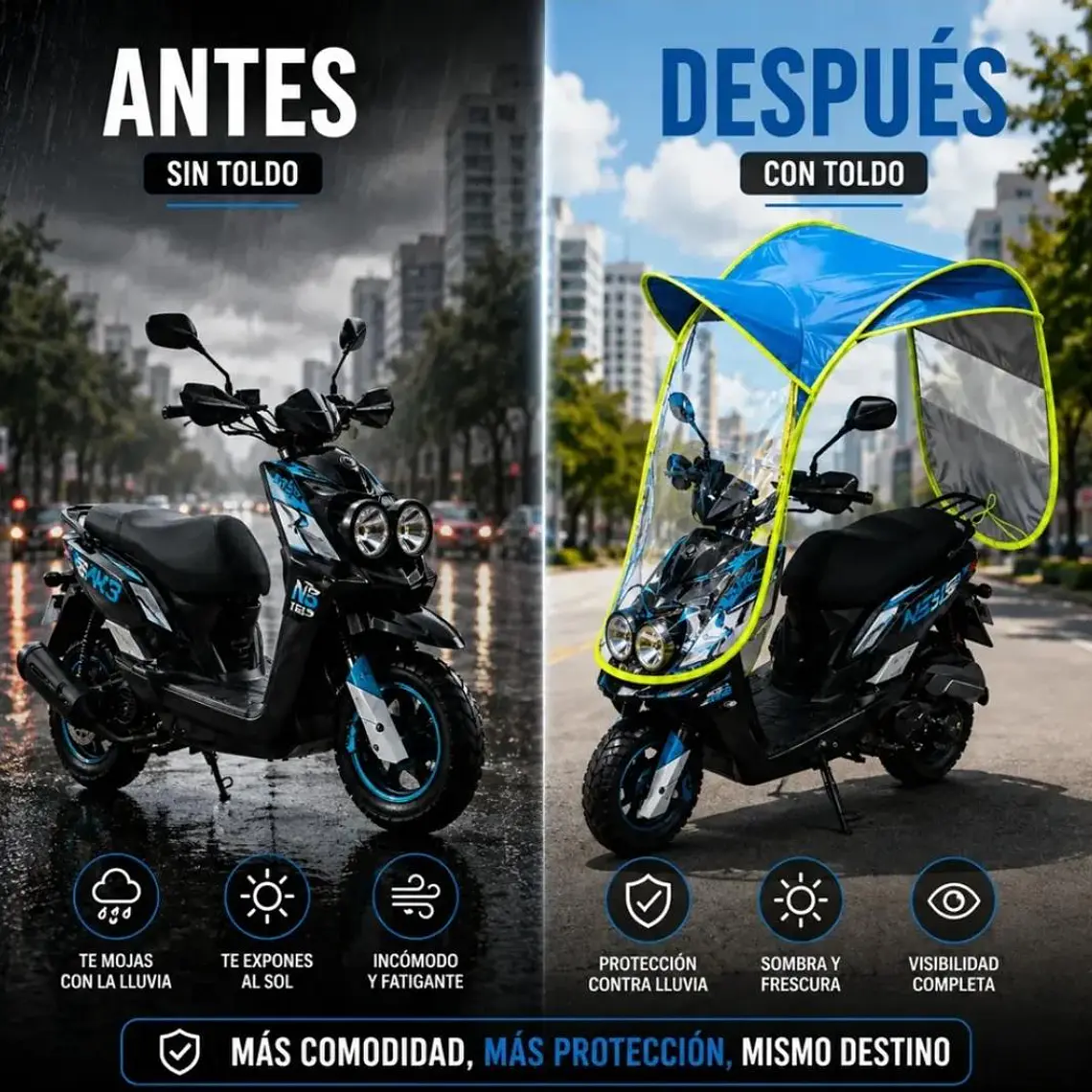 TOLDO PARA MOTO (COLORES LISOS CON CONTORNO FOSFORESCENTE) MOD #HF304001 4