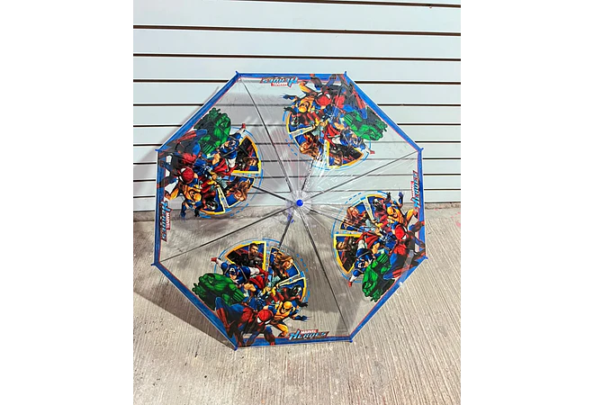 SOMBRILLA TRANSPARENTE  PLASTICO NIÑOS PERSONAJES MOD# 02