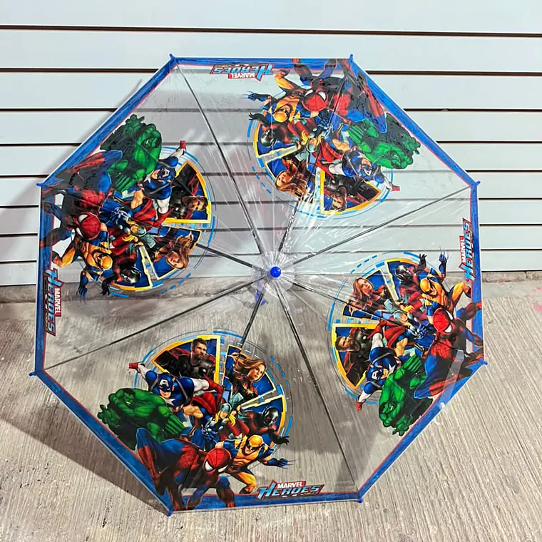 SOMBRILLA TRANSPARENTE  PLASTICO NIÑOS PERSONAJES MOD# 02 2