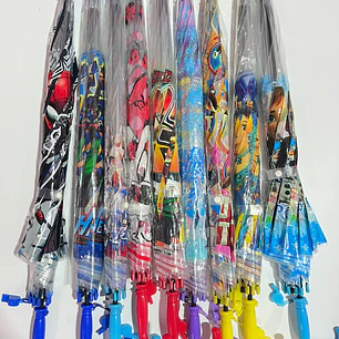 SOMBRILLA TRANSPARENTE  PLASTICO NIÑOS PERSONAJES MOD# 02