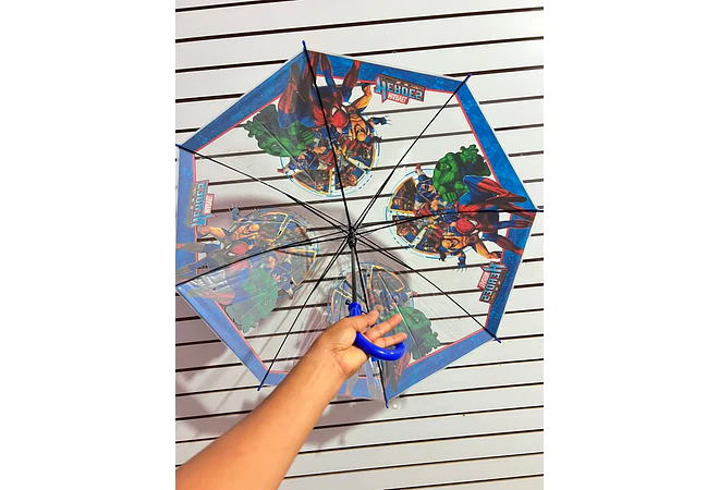 SOMBRILLA TRANSPARENTE  PLASTICO NIÑOS PERSONAJES MOD# 02