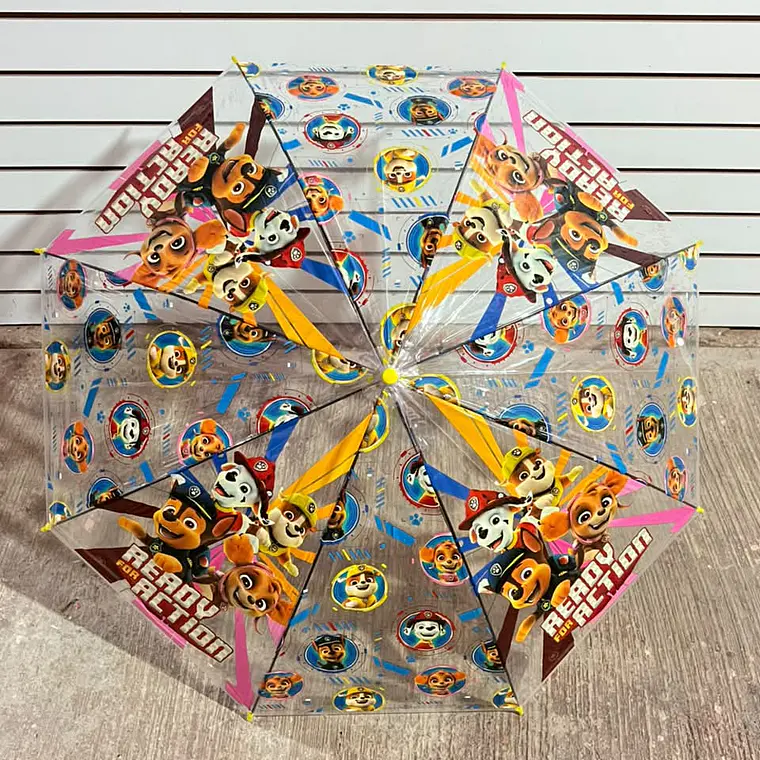 SOMBRILLA TRANSPARENTE  PLASTICO NIÑOS PERSONAJES MOD# 02 13