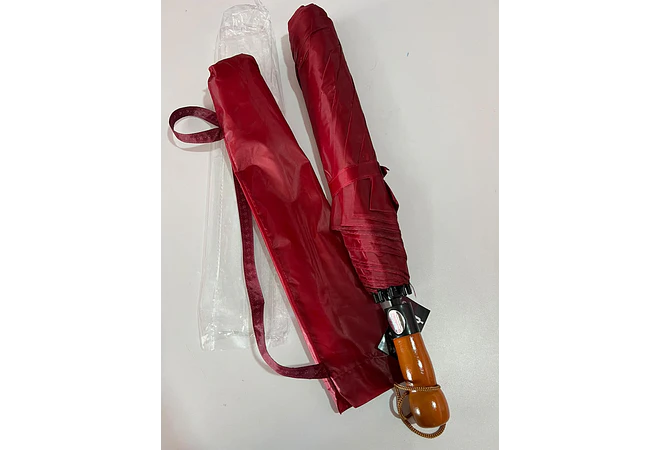 ☔SOMBRILLA JUMBO AUTOMÁTICA CON MACANA TIPO MADERA DE BOLSILLO COLORES LISOS MOD# S-3L 🌧️