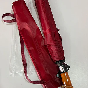 ☔SOMBRILLA JUMBO AUTOMÁTICA CON MACANA TIPO MADERA DE BOLSILLO COLORES LISOS MOD# S-3L 🌧️