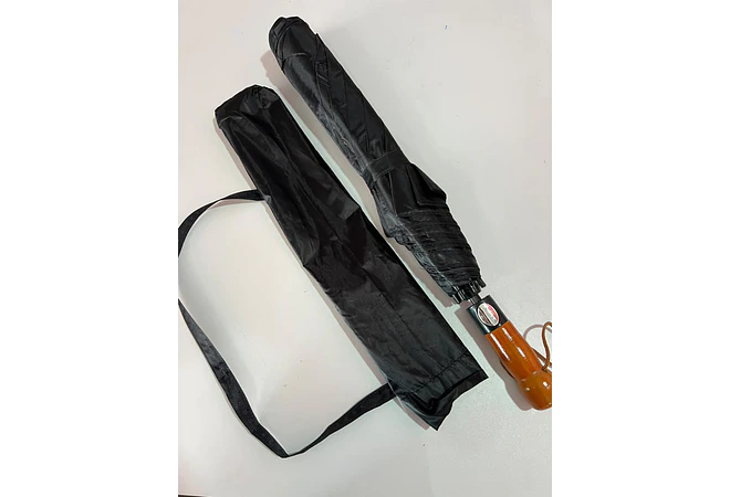 ☔SOMBRILLA JUMBO AUTOMÁTICA CON MACANA TIPO MADERA DE BOLSILLO COLORES LISOS MOD# S-3L 🌧️