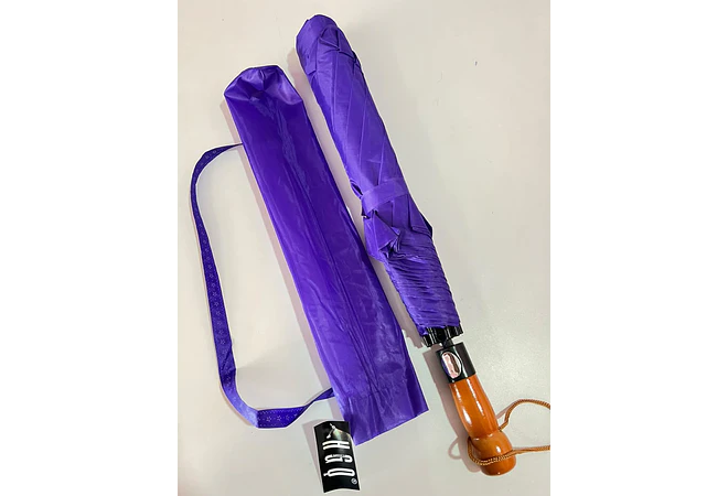 ☔SOMBRILLA JUMBO AUTOMÁTICA CON MACANA TIPO MADERA DE BOLSILLO COLORES LISOS MOD# S-3L 🌧️