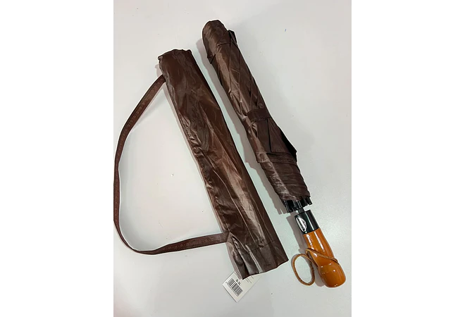 ☔SOMBRILLA JUMBO AUTOMÁTICA CON MACANA TIPO MADERA DE BOLSILLO COLORES LISOS MOD# S-3L 🌧️