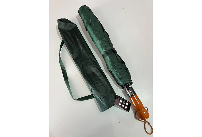 ☔SOMBRILLA JUMBO AUTOMÁTICA CON MACANA TIPO MADERA DE BOLSILLO COLORES LISOS MOD# S-3L 🌧️